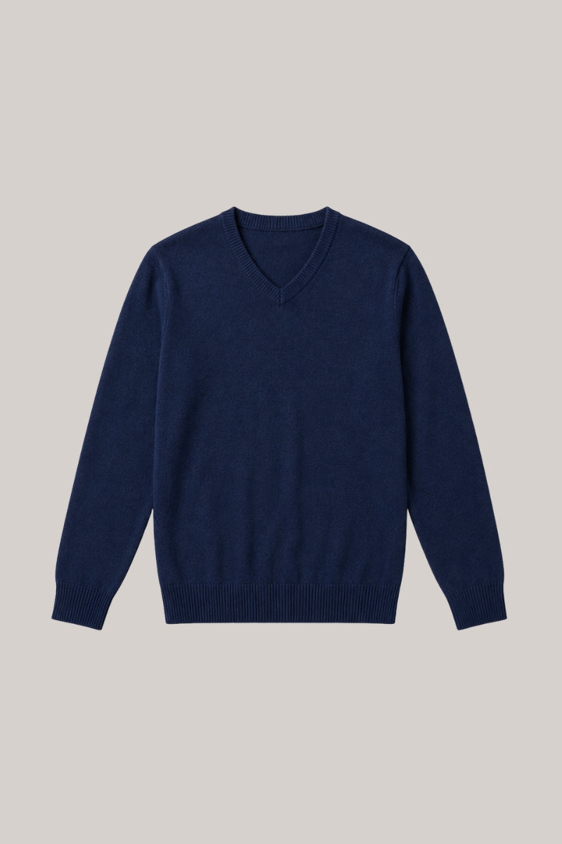 Men’s 100% Cotton V-Neck Jumper