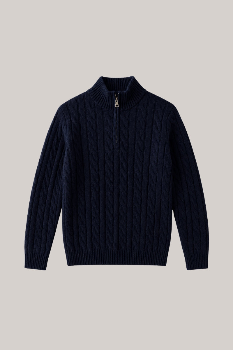 Men’s 100% Cotton Cable Knit Quarter Zip Jumper