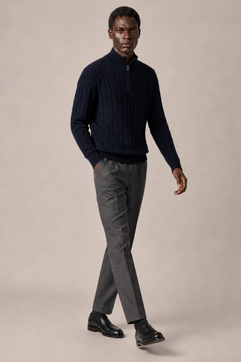 Men’s 100% Cotton Cable Knit Quarter Zip Jumper