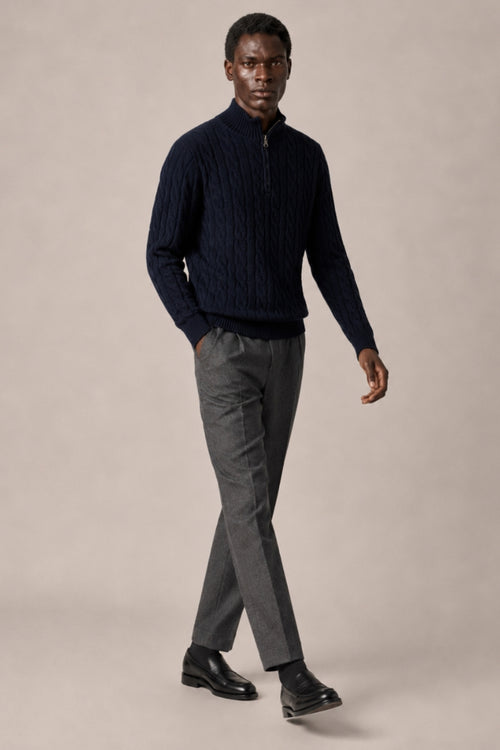 Men’s 100% Cotton Cable Knit Quarter Zip Jumper