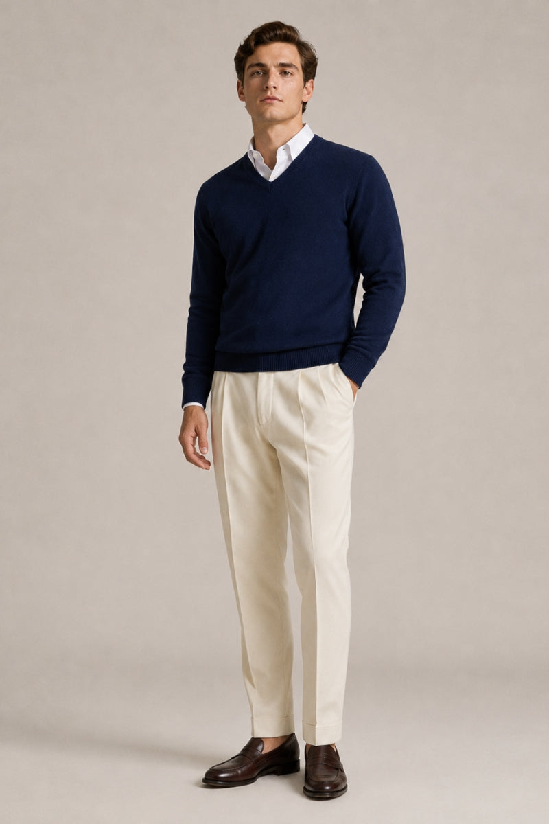 Men’s 100% Cotton V-Neck Jumper
