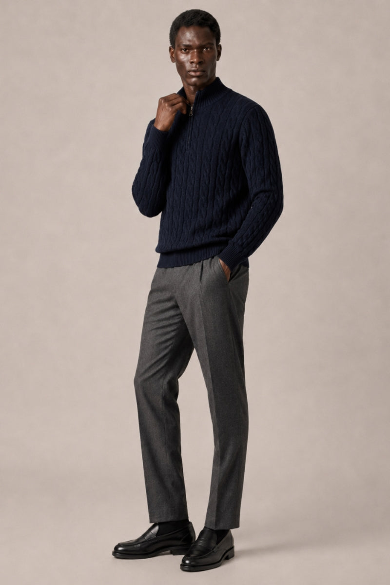 Men’s 100% Cotton Cable Knit Quarter Zip Jumper