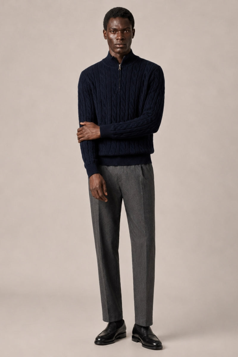 Men’s 100% Cotton Cable Knit Quarter Zip Jumper