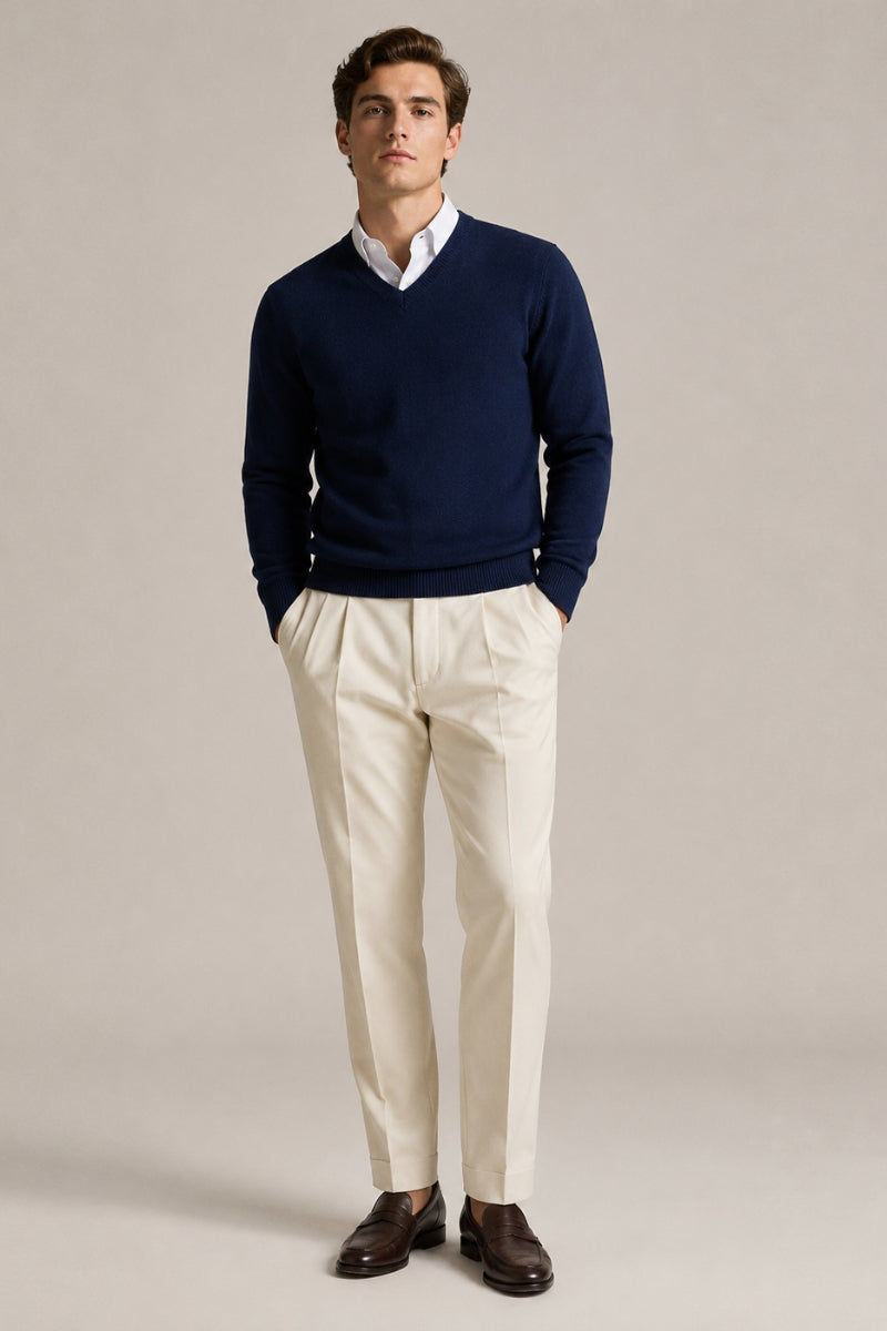 Men’s 100% Cotton V-Neck Jumper