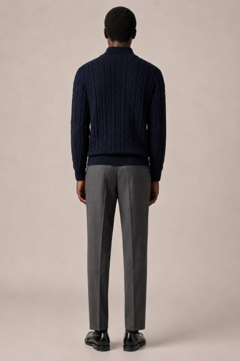 Men’s 100% Cotton Cable Knit Quarter Zip Jumper