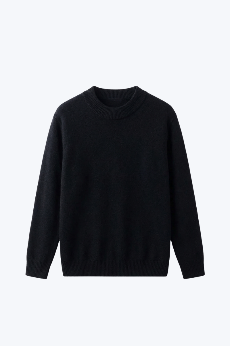 Men’s black 100% cashmere crew neck jumper by LaVestimente.