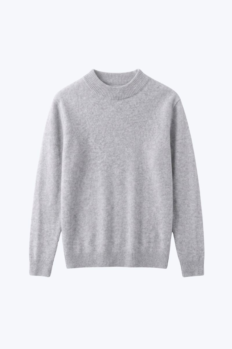 Men’s light grey 100% cashmere crew neck jumper by LaVestimente.
